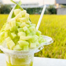 アムスメロンをたっぷり使った生メロンかき氷 愛媛・西条 和洋菓子心