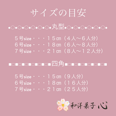 ケーキのサイズ表