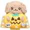 3D2段の立体ケーキ。ハロウィン仕様のトイプードルケーキ。かぼちゃの着ぐるみを着て座ったわんちゃんのケーキ