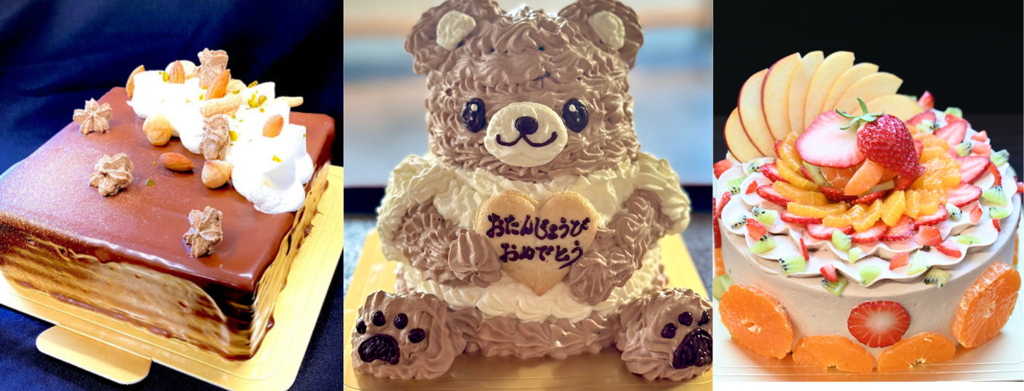 定番アニバーサリーケーキ 2段立体動物さんケーキ 純生クリーム旬の果物フルーツUP 生チョココーティングオペラ