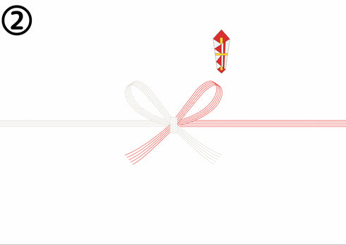 紅白蝶結びの熨斗。リボンの形。